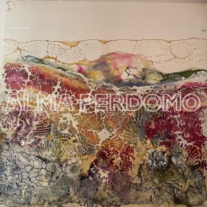 “Arrecife volcánico” (2022) Encaustic. 30*30 cms.