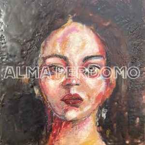 “Desconocida” (2022) Encaustic. 30*30 cms.