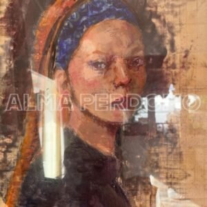 Mujer de bandó azul